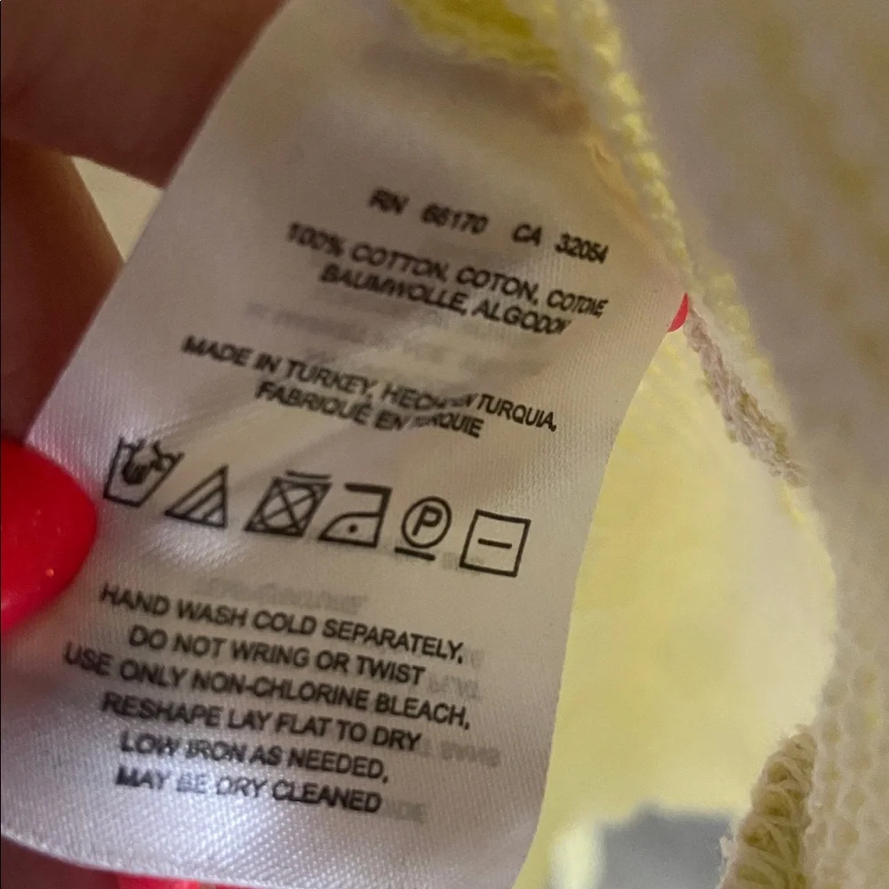 Anthropologie butter yellow crochet tie front sweater short sleeve summer S - Picture 12 of 15